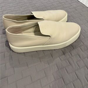 Vince Cream Leather Slip-On Sneakers